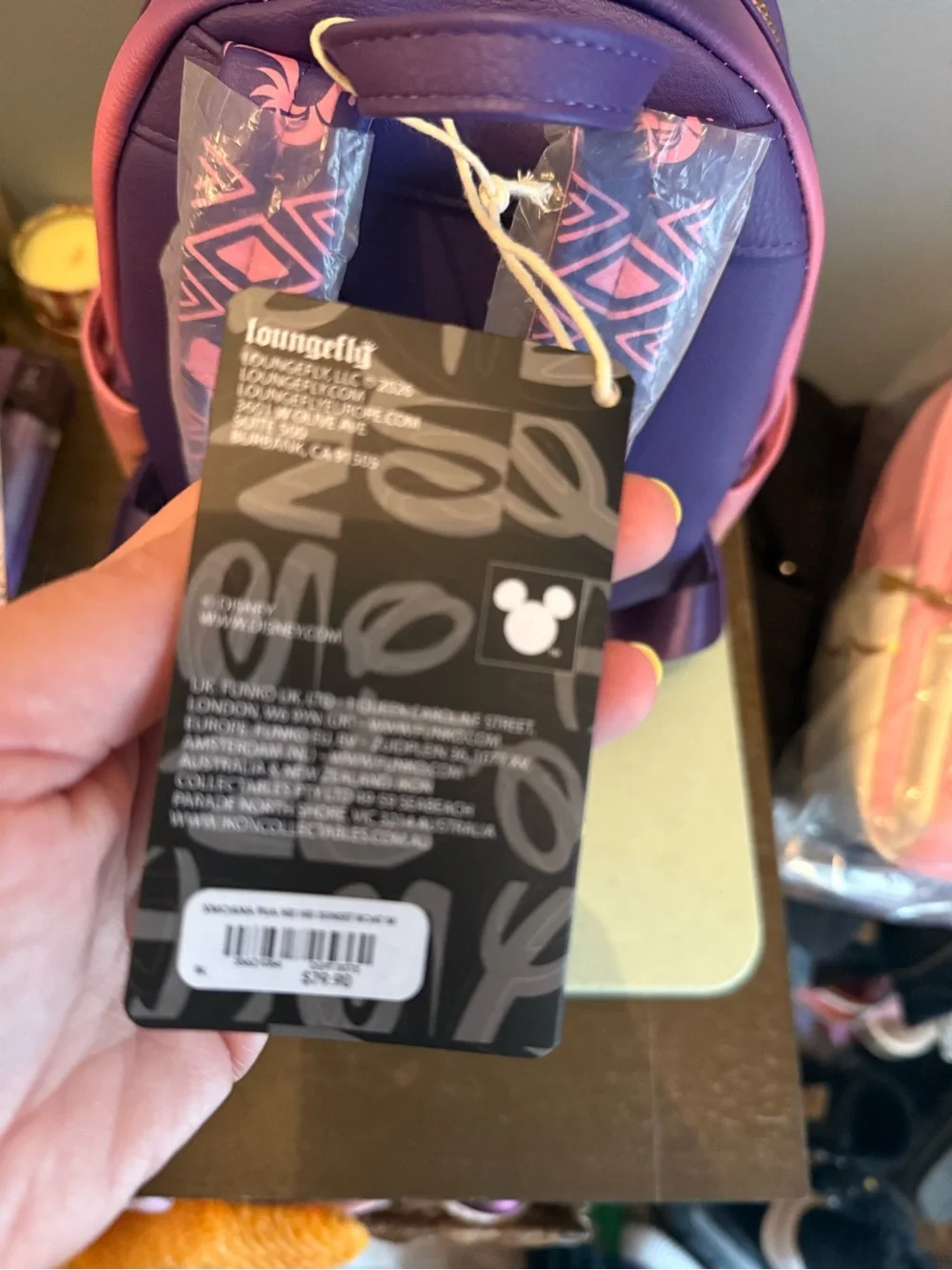 Loungefly Purple & Pink Moana Mini Backpack with Pua and Hei Hei